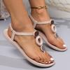 Women's Summer New T-Strap Toe Ring Sandals Flat Lightweight Versatile Beach Shoes