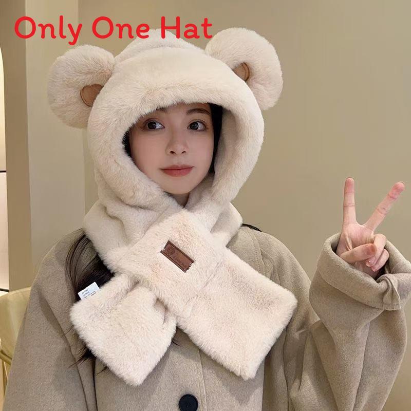 

Plush Bear Eared Wool Hat With Fluffy Fleece For Autumn Winter Warmth Style A