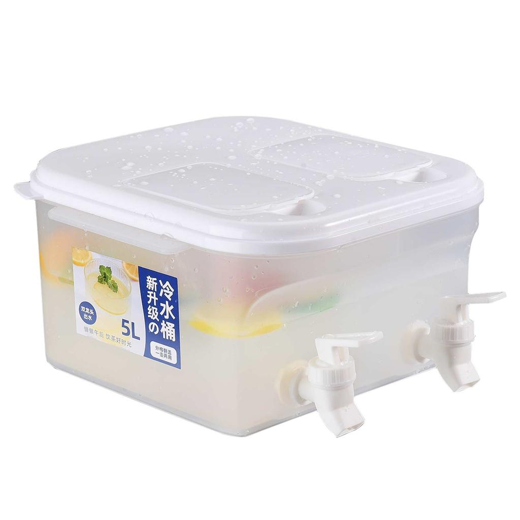 5L Large Capacity Dual Spout Flip Lid Water Pitcher with Faucet Cold Water Jug for Fridge