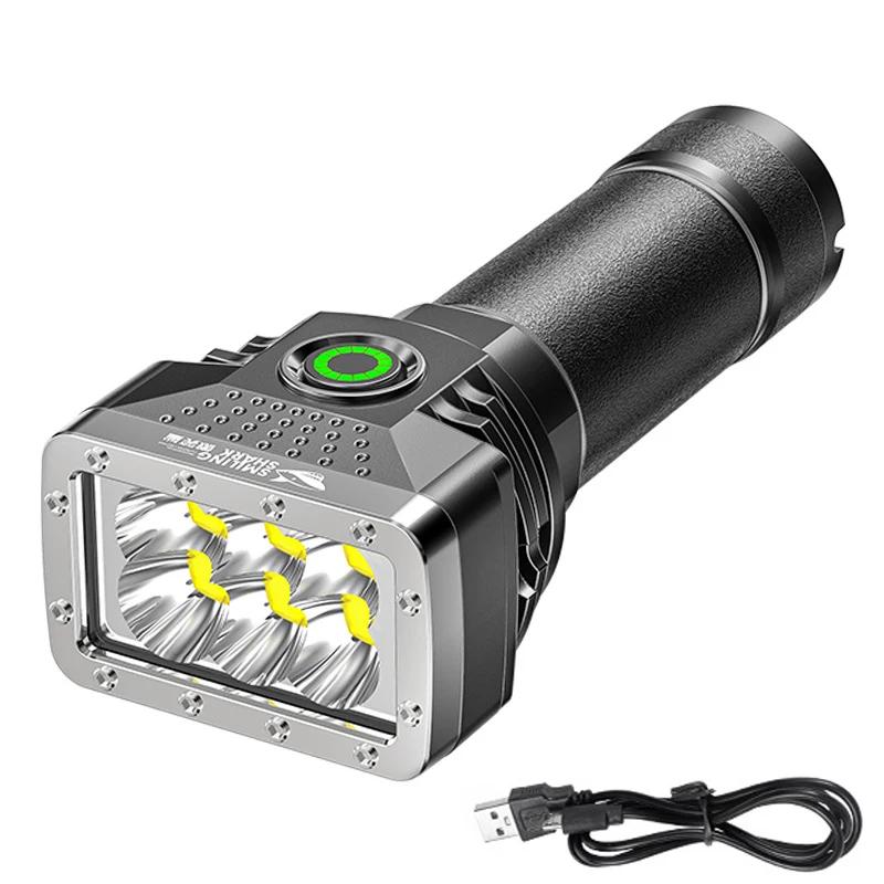 High Power LED Flashlights Camping Torch With 7 Lamp Beads And COB Side Light Rechargeable Portable Hand Lantern 4 Lighting Mode