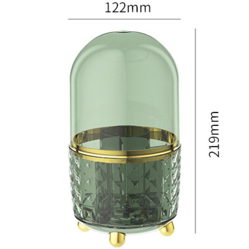 

360 Rotating Makeup Brush Holder With Lid for Vanity Dustproof Makeup Organizer Cosmetic Storage Box Lipstick Jewelry Container 21.9x12.2cm&1 зелёный
