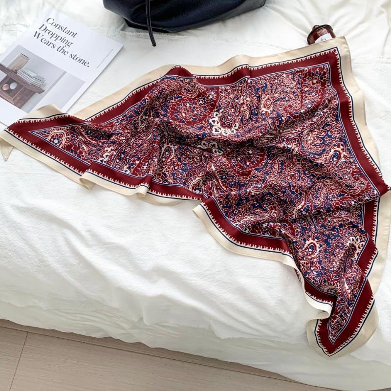 Cashew flower silk scarf new trend bag headscarf headband neck protector scarf scarf small shawl triangle scarf fart curtain