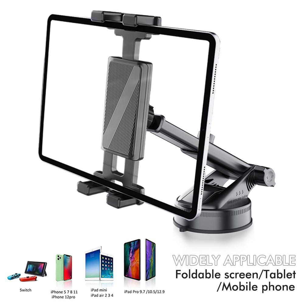Car Suction Cup Multi-functional Mobile Phone Holder Tablet Holder 360-degree Rotation Extendable Large Screen Holder
