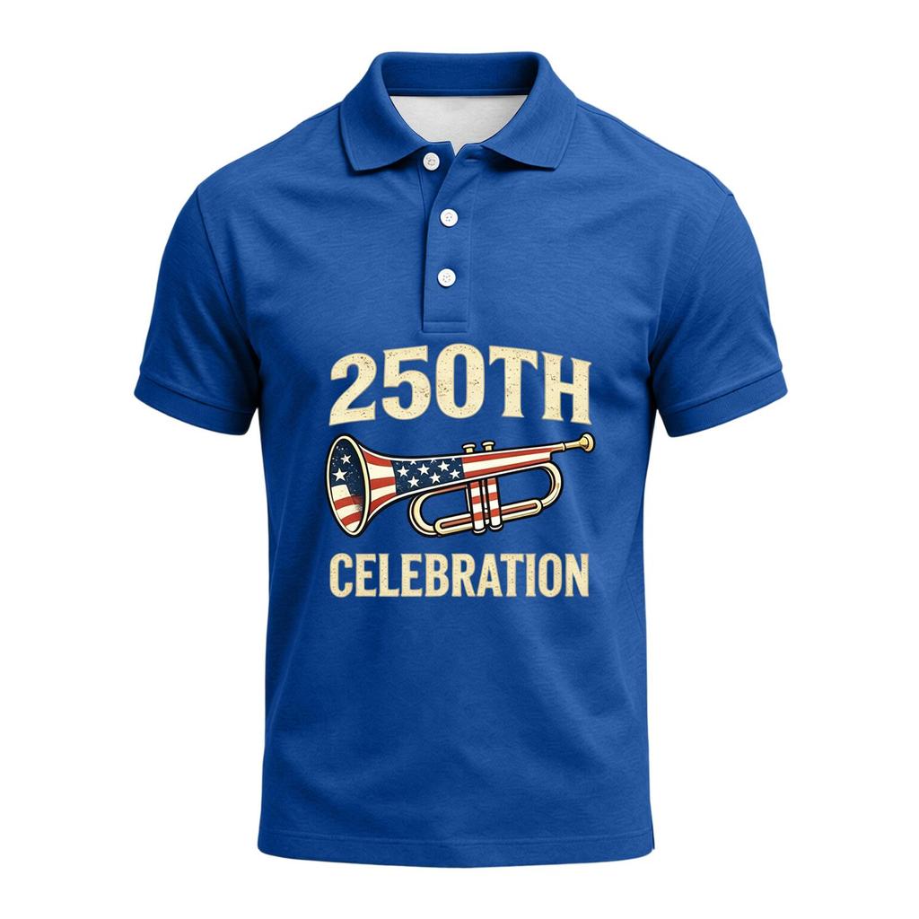 Men's 250th Anniversary Short Sleeve Polo Shirt America Strong Graphic Print 1776 to 2026 Commemorative Casual Shirt