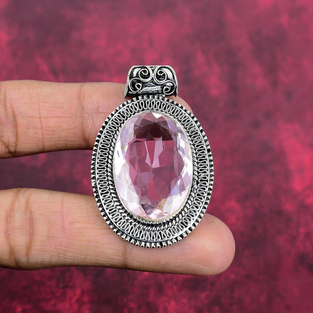 Kunzit Anhänger, 925 Sterling Silber Edelstein Schmuck, handgefertigter Anhänger, zum Gedenktag