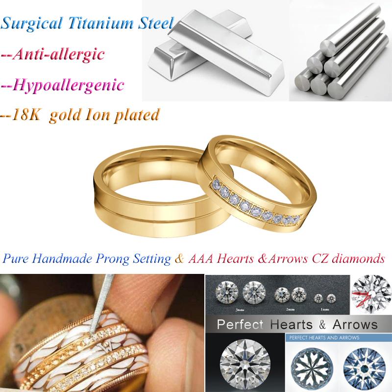 Couple Wedding Rings For Men Lover's Alliance Male Female Ringe Anniversary Stainless Steel Jewelry Ring Woman Gold Color
