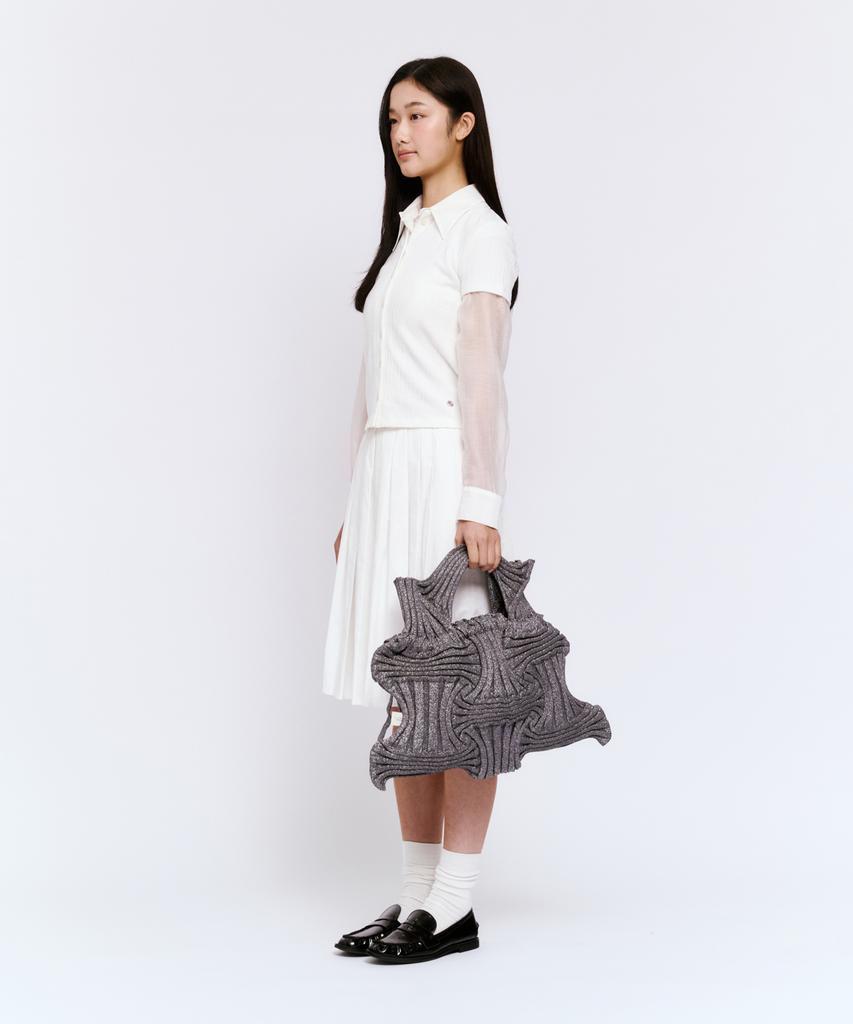 Pleatsmama Big Bow Bag Glitter Stone Brown