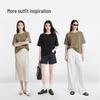 JD-made Women's Knitted Linen Blend Short Sleeve T-Shirt