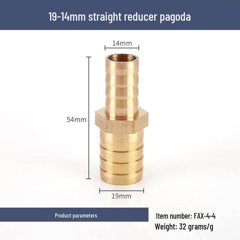 Brass Reducing Pagoda Plug for Hose Fitting - Converts 4mm To 19mm Diameters