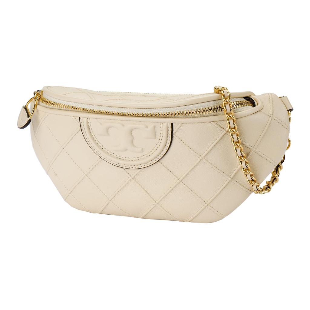 Tory Burch Fleming Pleated Quilted Zipper Waist Bag Women Waist Bag New-Cream 160132-122