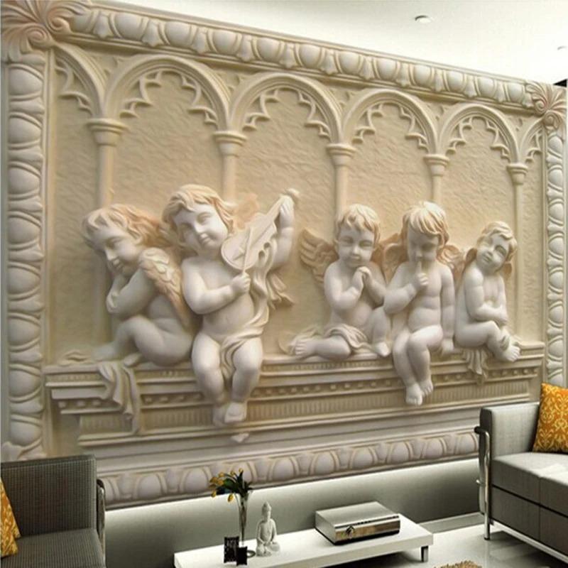 

Wallpaper 3d Angel Carving Relief Wall Mural Living Room Sofa Backdrop Mural Wall Paper 200 cm(W) x 140 cm(H)