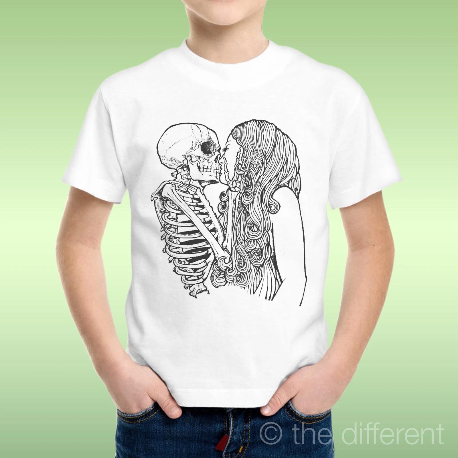 kids boys kids boys kids boys kids boys kids boys T-shirt Child Boy Skull Skeleton Kissing Girl Gift Idea 140