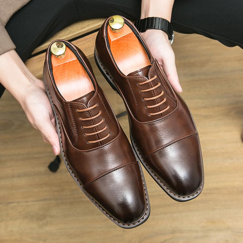 Fashion Men Vintage Classic Formal Shoes Black Brown Business Office High Quality Derby Shoes Banquet Wedding Leather Shoes Size 38-46