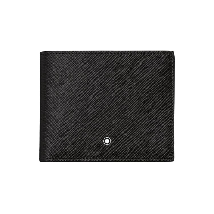 Montblanc Artisan Series Short Double Fold Cross Grain Leather Wallet Men Wallets Black 113210