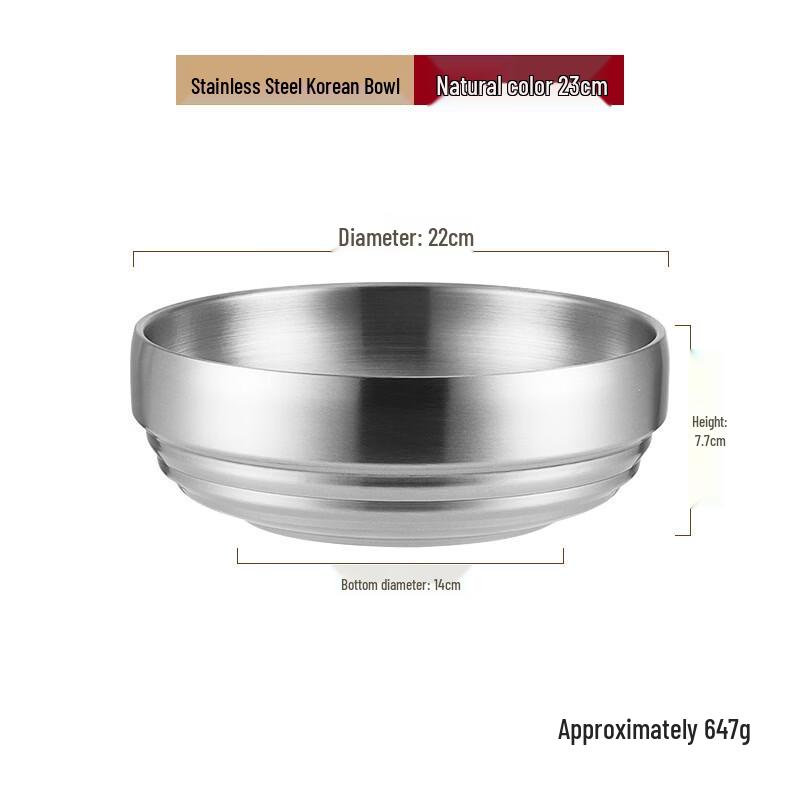 

ZISIZ 23cm Japanese Style Double-Layer Stainless Steel Bowl 23cm