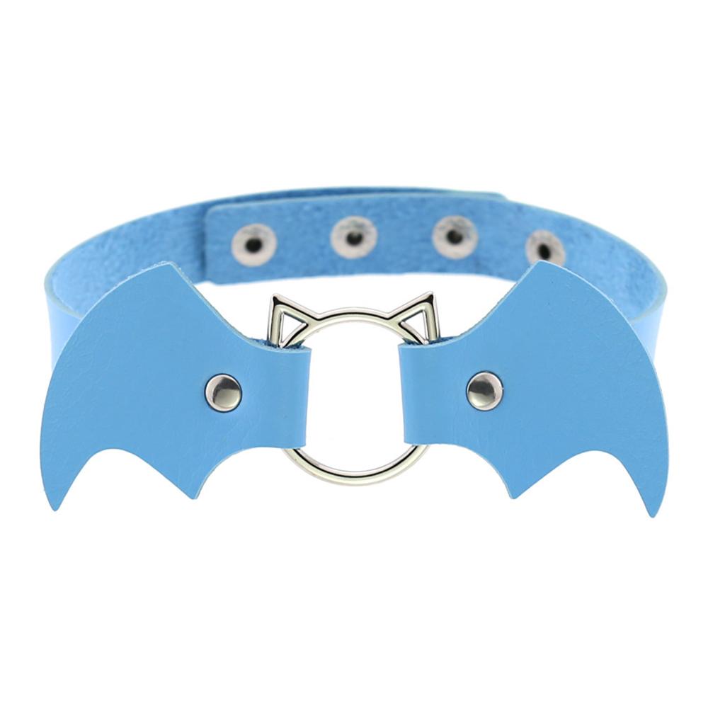 DIEZI Vintage Punk Gothic Harajuku Cosplay Black White PU Leather Bat Choker Necklace For Women Men Statement Necklaces Jewelry