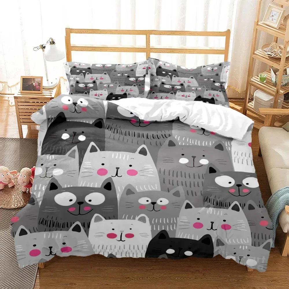 

Cute Cat Comfortable Duvet Quilt Cover Pillowcase Bedding Set Children Bedroom Decoration Home Textile 70x133cm