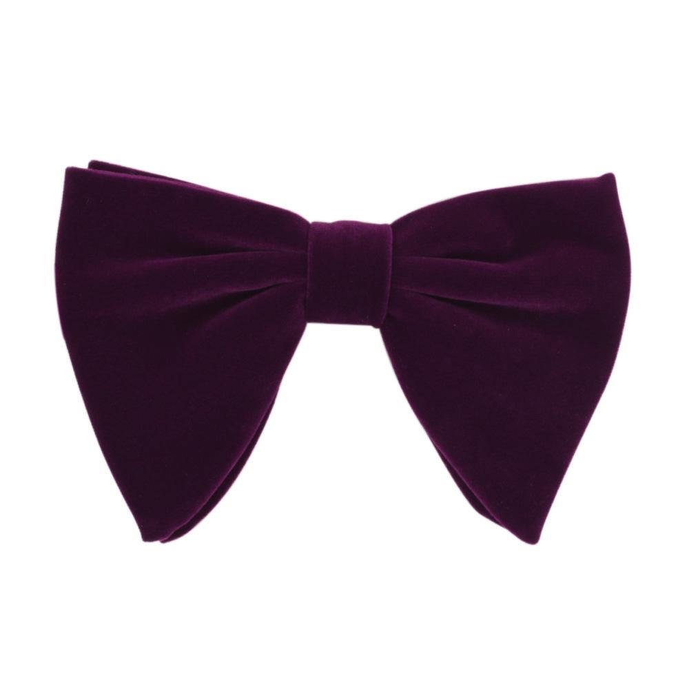 Men's Large Velvet Pre-tied Swallowtail Wingtip Bow Tie - Retro Tuxedo Design
