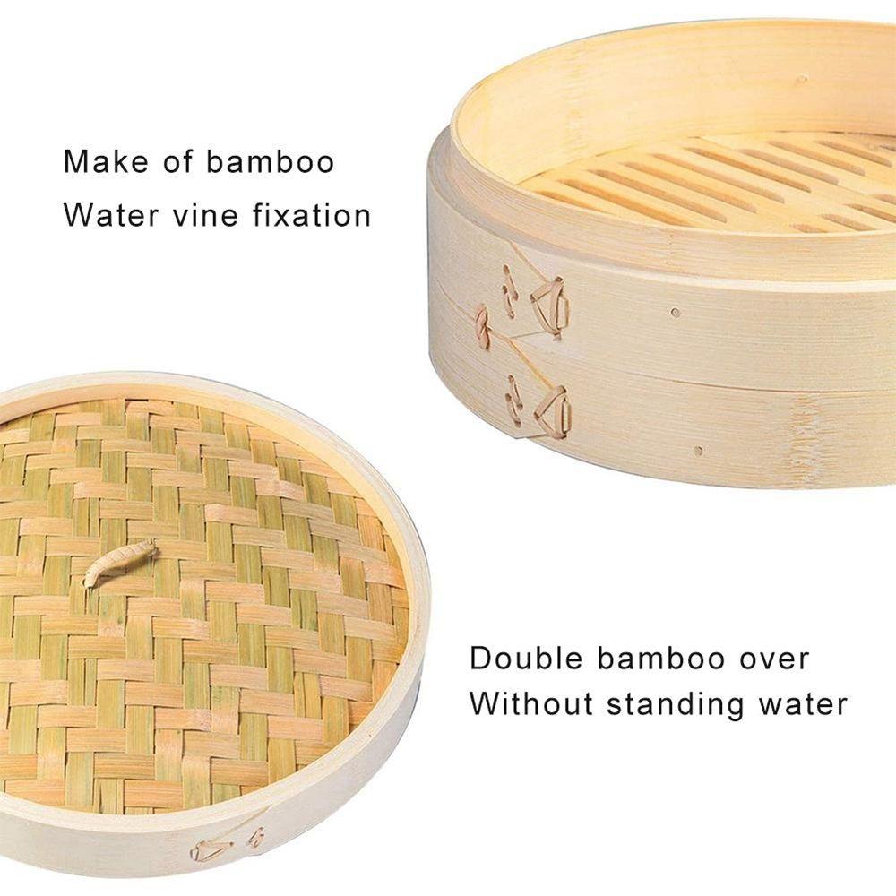 Chinese Dumplings Cover Kitchen with Lid Bamboo Cakeware Cooker Set Cage Bamboo Steamer