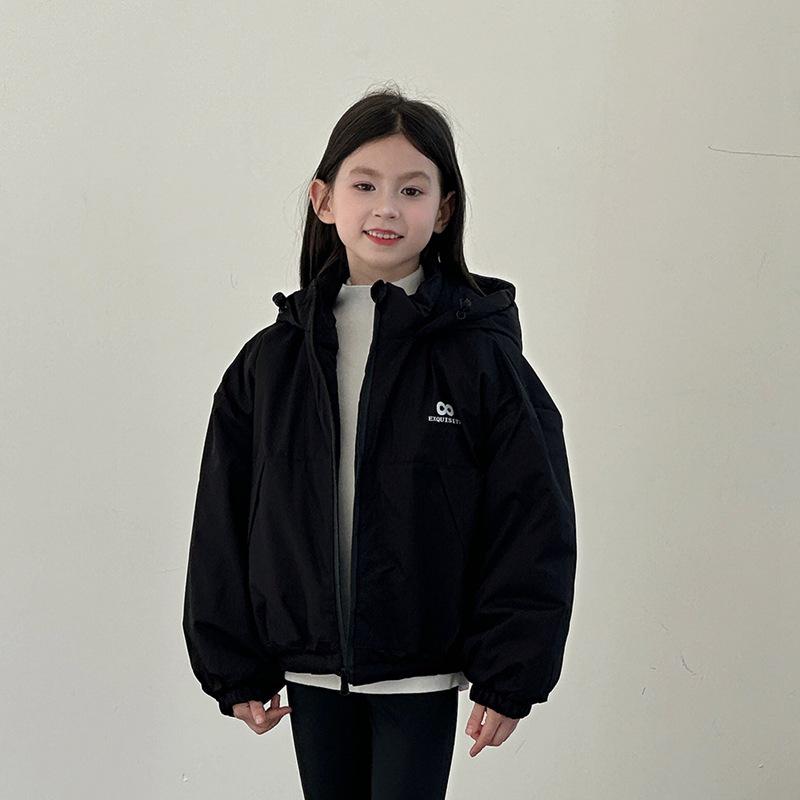 

Хлопкова зимова куртка-вітрівка з капюшоном для хлопчиків 110 cm чорний