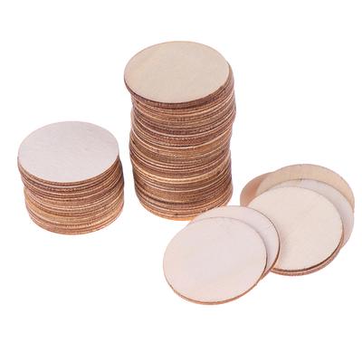 50Pcs Diy Natural Blank Wood Pieces Slice Round Unfinished Crafts Wooden Discs
