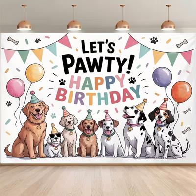 Fondo 2D Lindo de Huella de Perro Multiraza para Cumpleaños y Decoración Infantil