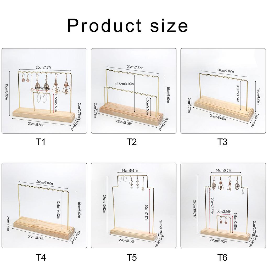 Functional Metal Jewelry Holder Durable Metal Jewelry Stand with Wood Base Holder for Store Counter Display