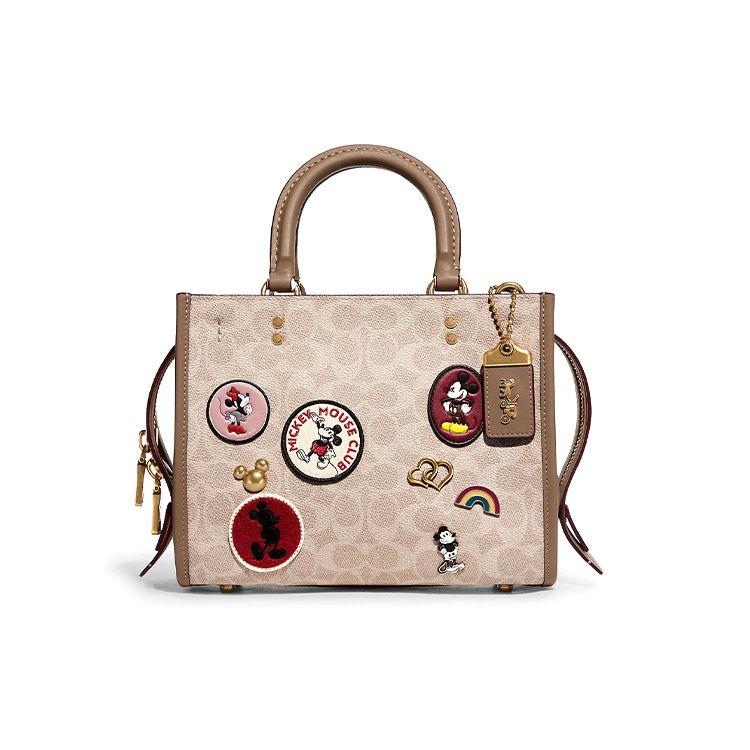 

Сумка-тоут Coach X Disney Міккі Колаборація Rogue 25 Принт з мультфільму Шорсткий шкіряний тоут Жіночий тоут Пісочно-сірий Коричневий C6105-B4PVT Basic Set (Bag+Dust Bag)
