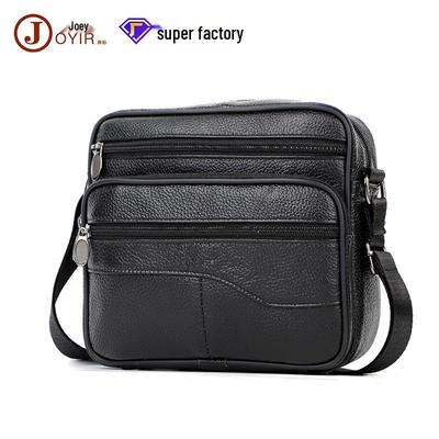 Bolso cruzado de hombro de cuero de vaca negro de moda para hombre