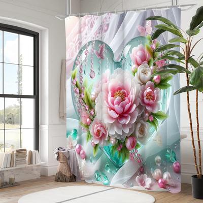 Floral Beach Bathing Curtain Bathroom Letters Shower Curtain Waterproof With 12 Hooks Fishes Home Deco Free Ship