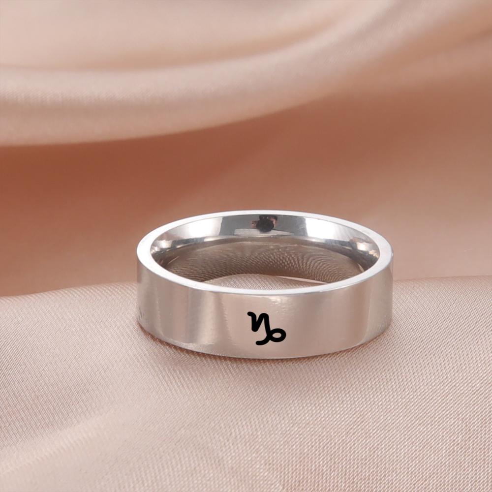 Twelve Constellation Rings Stainless Steel 12 Horoscope Zodiac Virgo Leo Sign Aries Pisces Rings For Women Men Fashion Jewelry 8