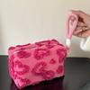 Plush Makeup Bags with Handle Soft Travel Cosmetic Storage Bag Portable Love Print Organizer Pencil Case Cute Clutch Pouch