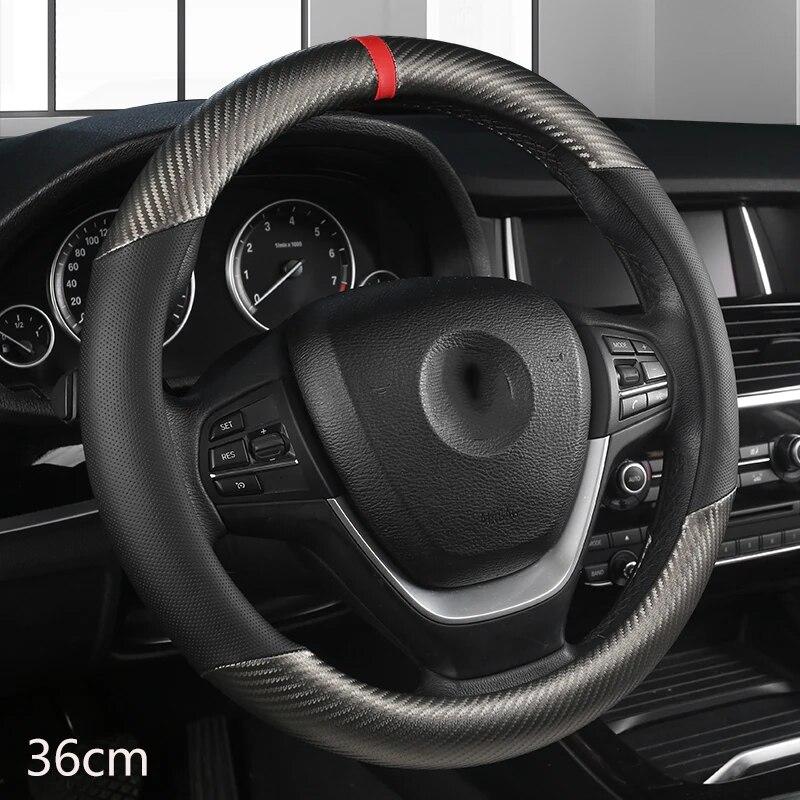 D/O Shape 36cm Carbon Fiber Car Steering Wheel Cover Size S for Honda Civic Ciimo Jade SUZUKI Alto NISSAN Juke Auto Accessories