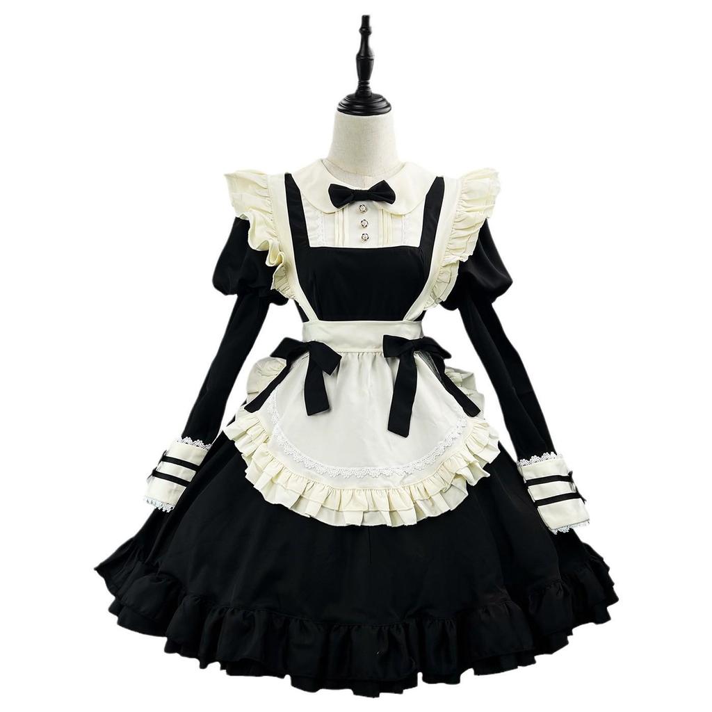 Lolita Japanese-Style Black Lace Maid Dress