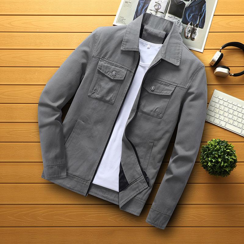 Весна и осень обычная свободная хлопковая коричневая повседневная подростковая куртка — фото 4