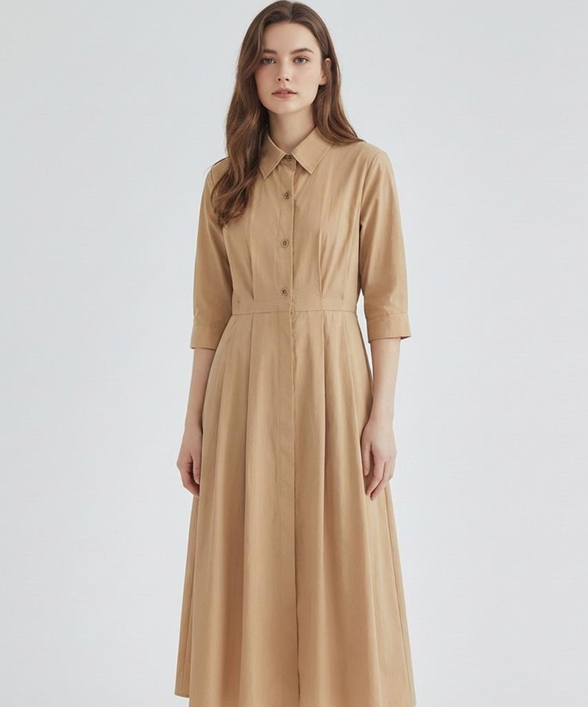 MESENSE Collared Belted Dress_Mb44Oppd02A