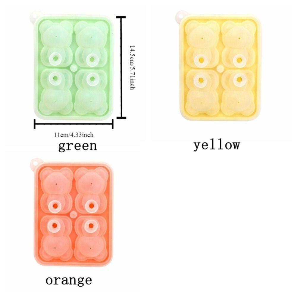 Four Grid Bear Ice Cube Mold Food Grade Ice Bear Model Making Artifact Ice Cream Mold  Frozen