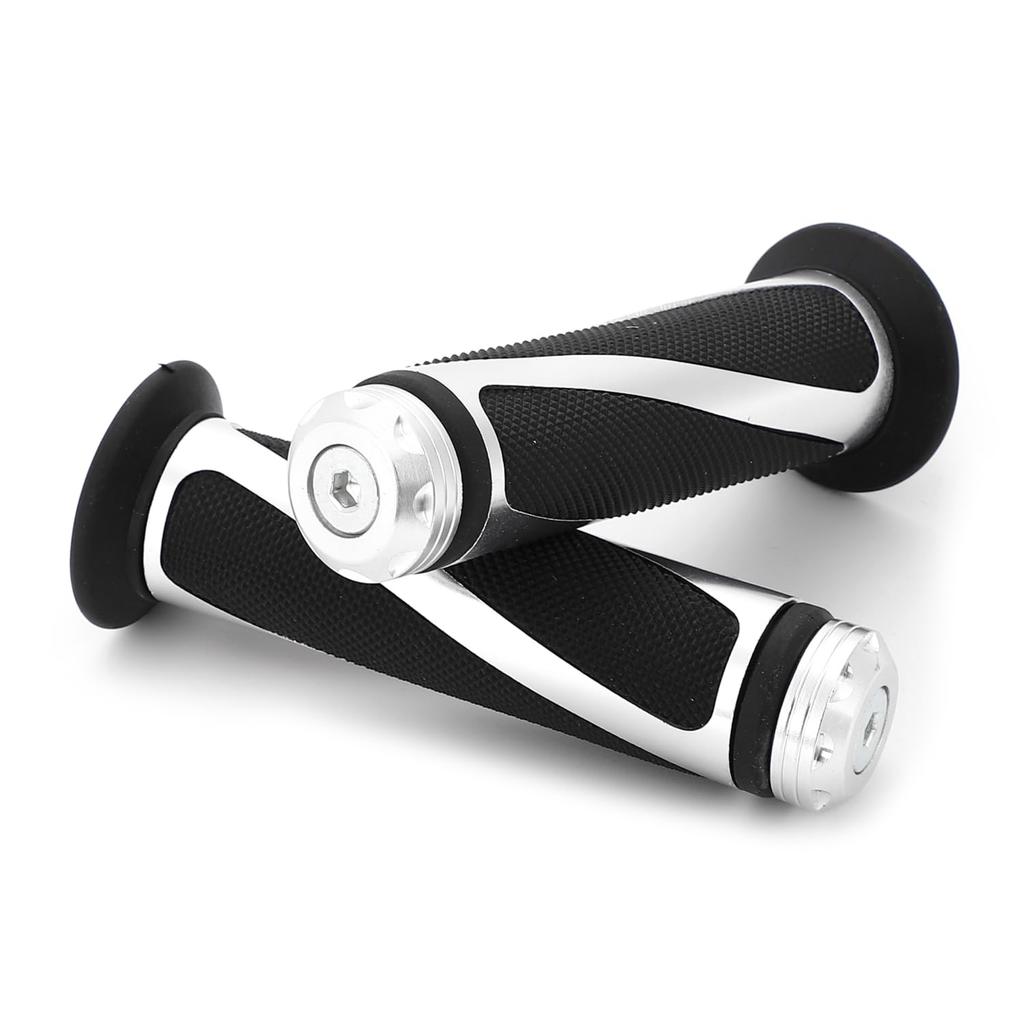 Nakira Next Generation Style Custom Grip with Bar Ends, Aluminum, for Motorcycles, Diameter 0.9 Inches (22.2 Mm), Sliver