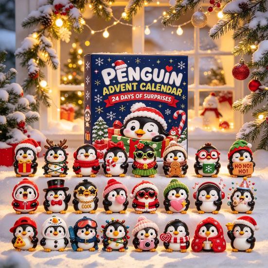 Winter Holiday Party Favors 3D Penguin Advent Calendar 2026, 24 Days Mini Figures Family Activity Christmas Countdown Calendar, Collectible