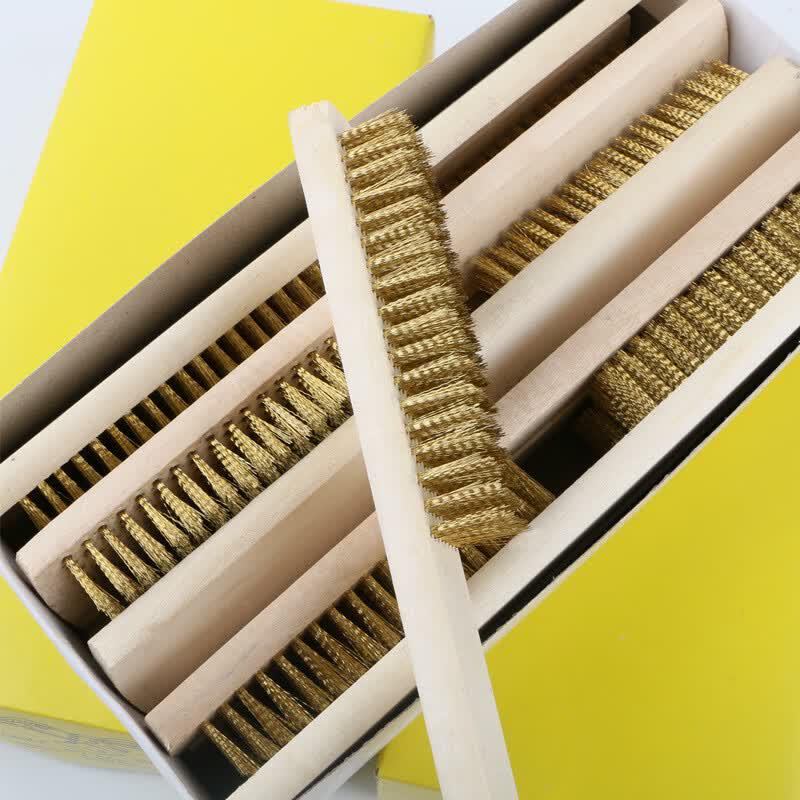 Upgraded Wood Handle Brass Wire Brush Set