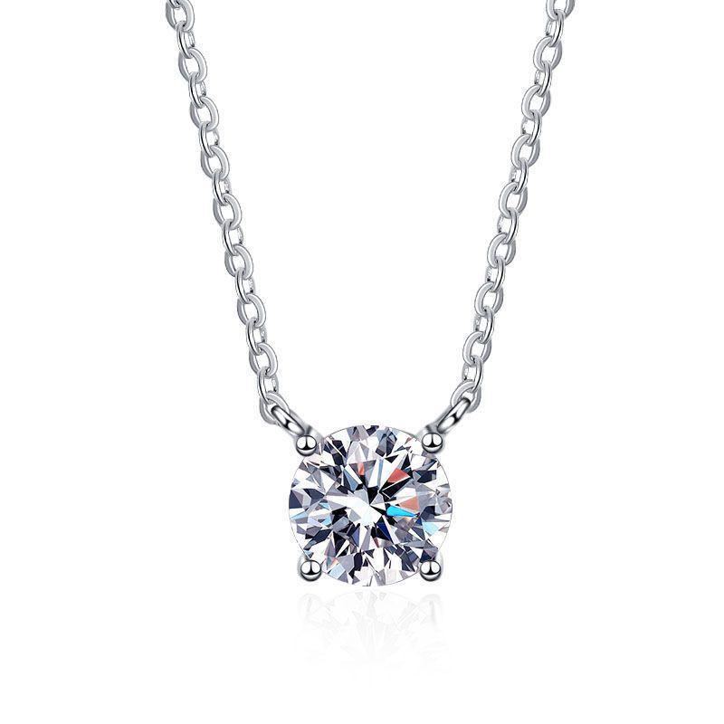 3 Carat Moissanite S925 Silver Four-Claw Pendant Necklace for Women