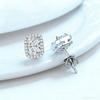 1 Pair Stud Earrings Square Geometric White Cubic Zirconia Clear Ice-Like Stone Ear Studs Retro French Style Jewelry Accessories
