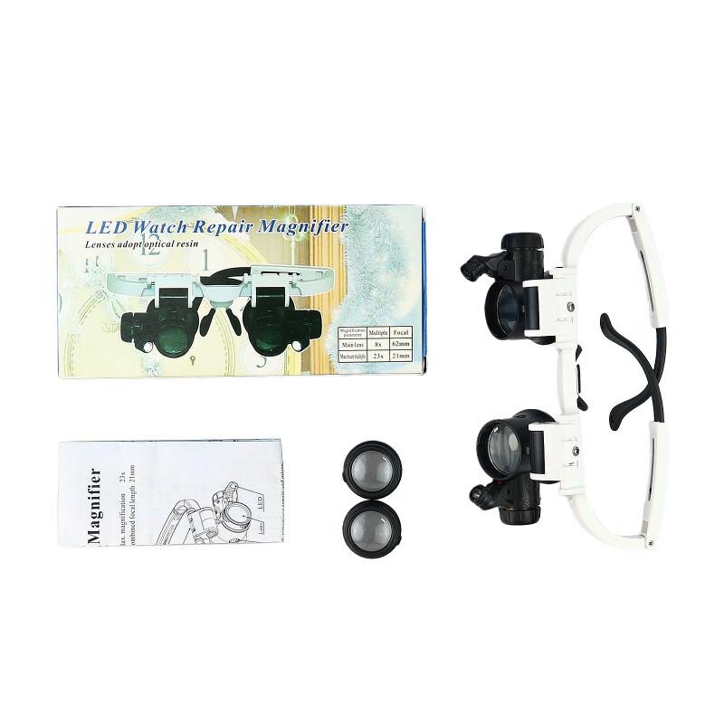 Head-mounted Magnifier Glasses with LED Light