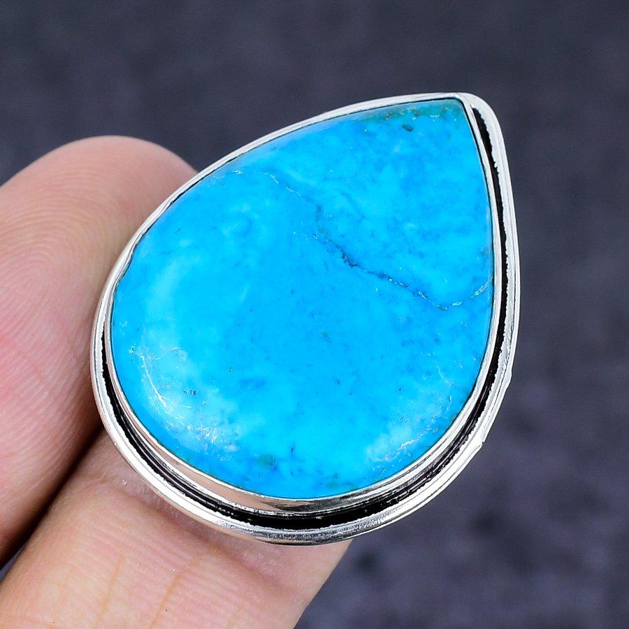 Natural Arizona Turquoise 925 Sterling Silver Jewelry Ring Size 8.5 n2E77