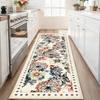 Vintage Floral Runner Rug Boho Flower Printed Long Floor Mat Anti Slip Easy Clean Kitchen Corridor Entryway Home Decor Ma