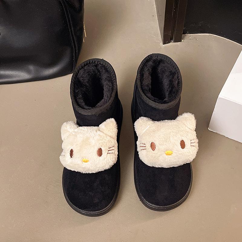 Women's Fashion Lightweight Thick Sole Winter Warm Fur One Snow Boots Padded Lining Non-slip Casual Sports Cotton Boots