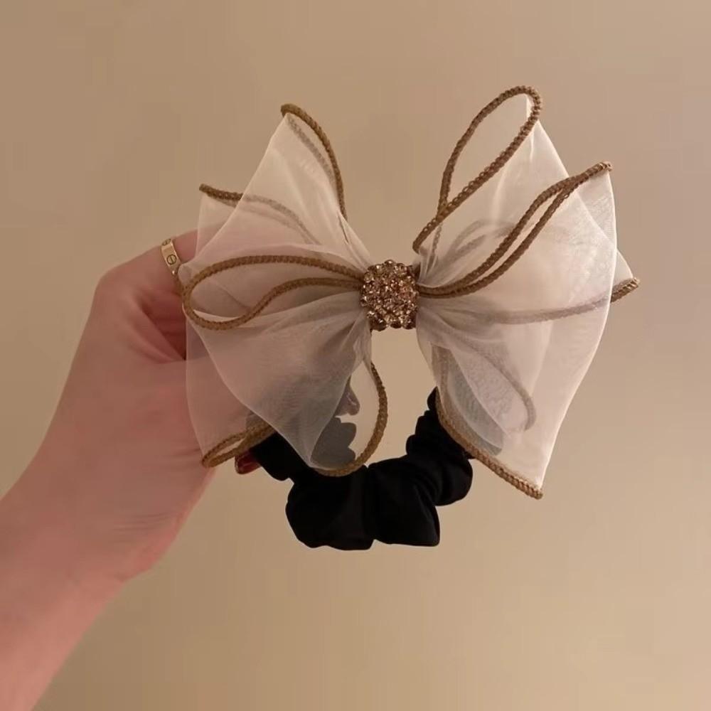 Organza Hair Ties Mesh Rhinestone Ponytail Hair Accessories Sweet Elastic Hair Bands  Women Girls