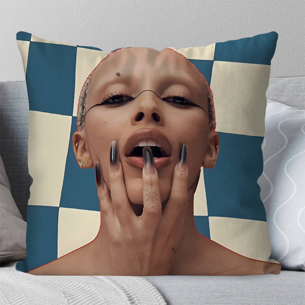 Singer D-Doja Cat Pillow Case Square Pillow Bedroom Sofa Leisure Comfort Cushion Car Living Room Home Decoration