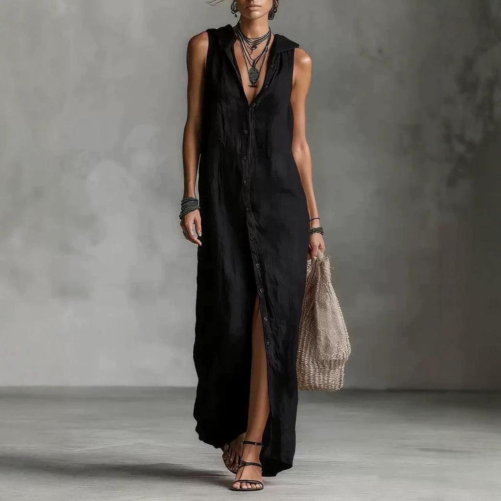 Neues europäisches ärmelloses langes Kleid für Damen - Kollektion 2026