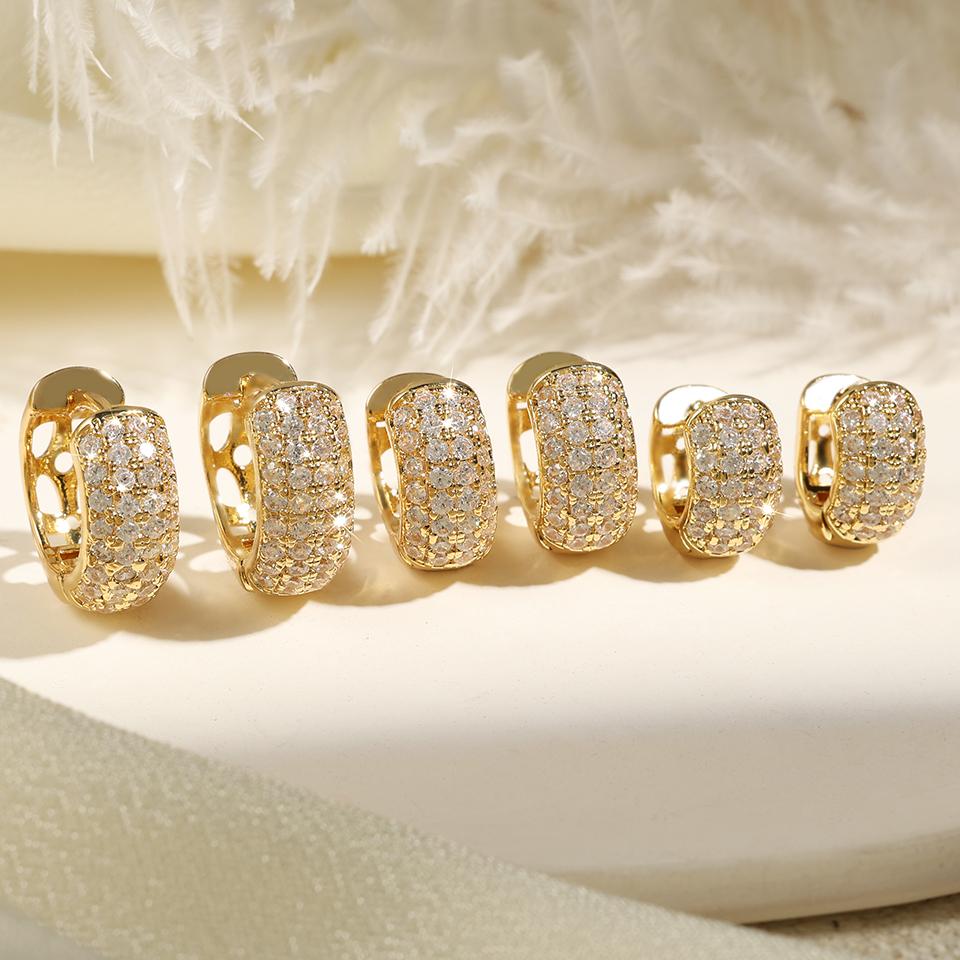 ZAKOL 6 Pcs Shiny Zircon Chunky Circle Hoop Earrings for Women Girls Fashion White Gold Color Helix Tragus Piercing Zircon